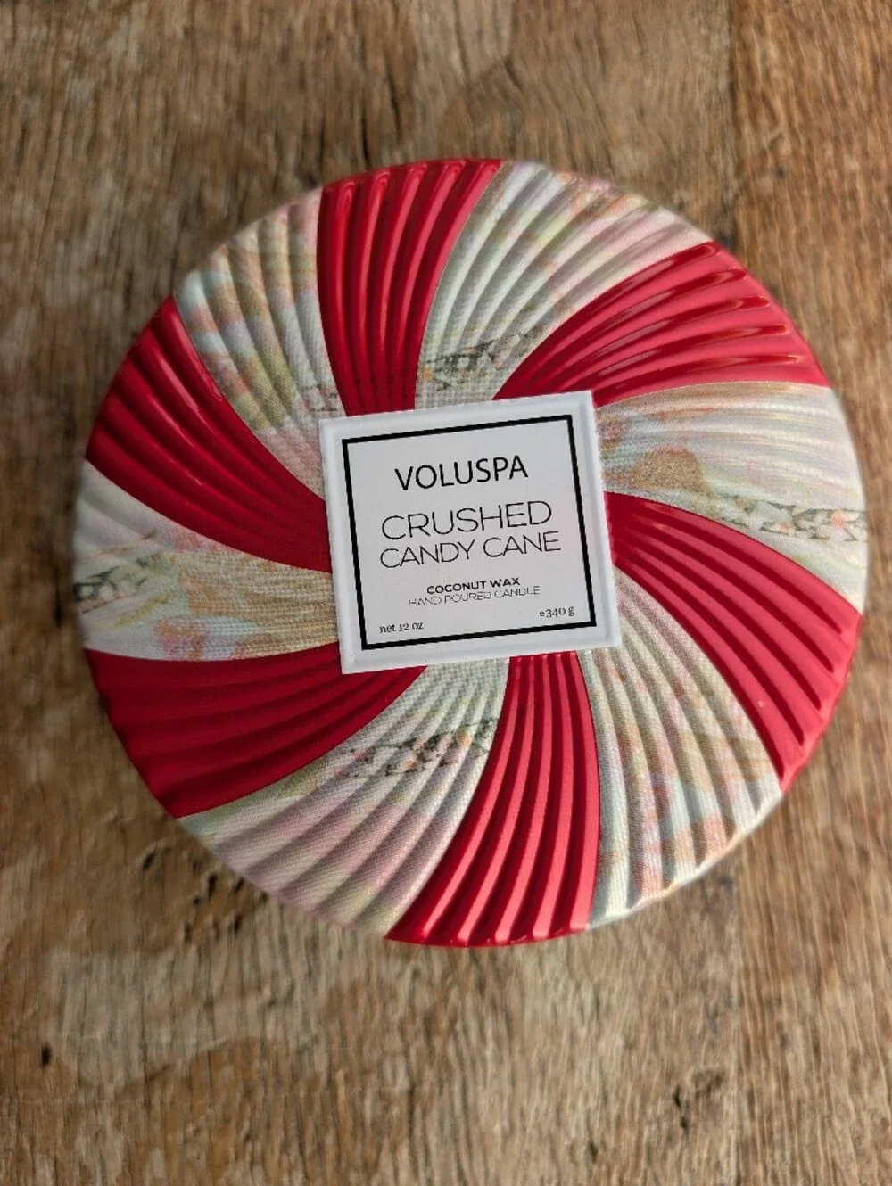 Anthropologie Voluspa Crushed Candy Cane Scented Candle - Red
